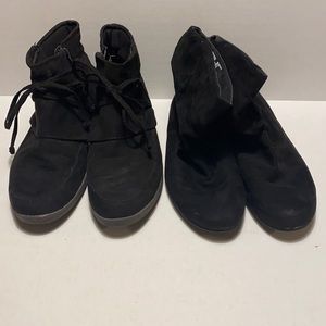 2 pair of Black faux suede booties. Both size 10